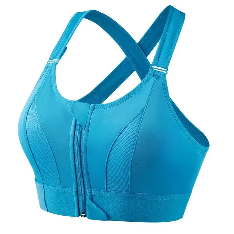 Soutien-gorge de sport pour femme, fermeture éclair avant, sangle réglable, antichoc, élastique, fitness, brassière athlétique, mince, yoga, haut court