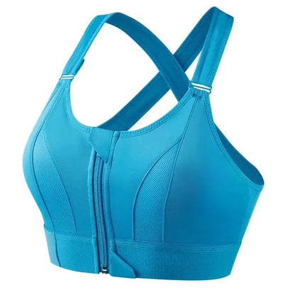Soutien-gorge de sport pour femme, fermeture éclair avant, sangle réglable, antichoc, élastique, fitness, brassière athlétique, mince, yoga, haut court