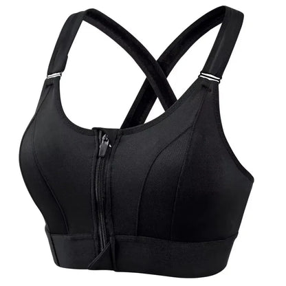Soutien-gorge de sport pour femme, fermeture éclair avant, sangle réglable, antichoc, élastique, fitness, brassière athlétique, mince, yoga, haut court