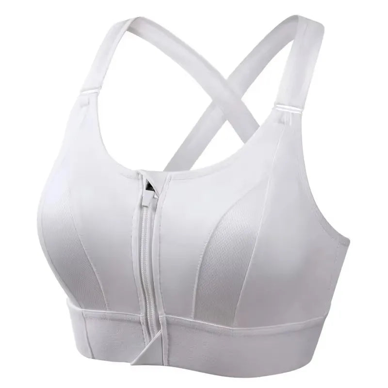 Soutien-gorge de sport pour femme, fermeture éclair avant, sangle réglable, antichoc, élastique, fitness, brassière athlétique, mince, yoga, haut court