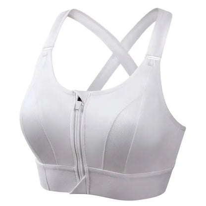Soutien-gorge de sport pour femme, fermeture éclair avant, sangle réglable, antichoc, élastique, fitness, brassière athlétique, mince, yoga, haut court