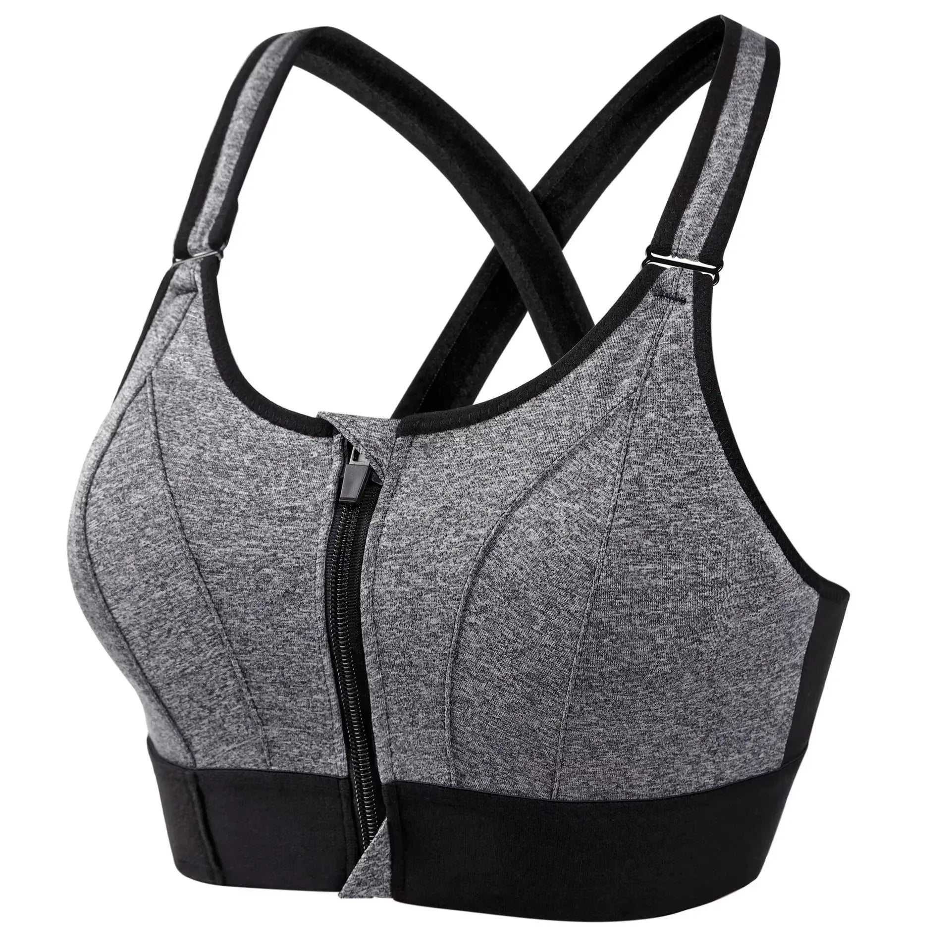 Soutien-gorge de sport pour femme, fermeture éclair avant, sangle réglable, antichoc, élastique, fitness, brassière athlétique, mince, yoga, haut court