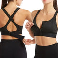 Soutien-gorge de sport pour femme, fermeture éclair avant, sangle réglable, antichoc, élastique, fitness, brassière athlétique, mince, yoga, haut court